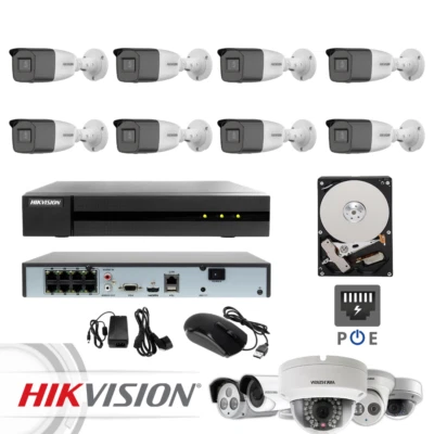 KIT VIDEOSORVEGLIANZA COMPLETO HIKVISION IP POE ULTRA HD NVR 8 TELECAMERE FULL H - Immagine 1 di 3