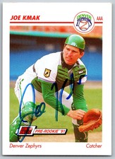 1991 Line Drive AAA #144 Joe Kmak SIGNED   Denver Zephyrs