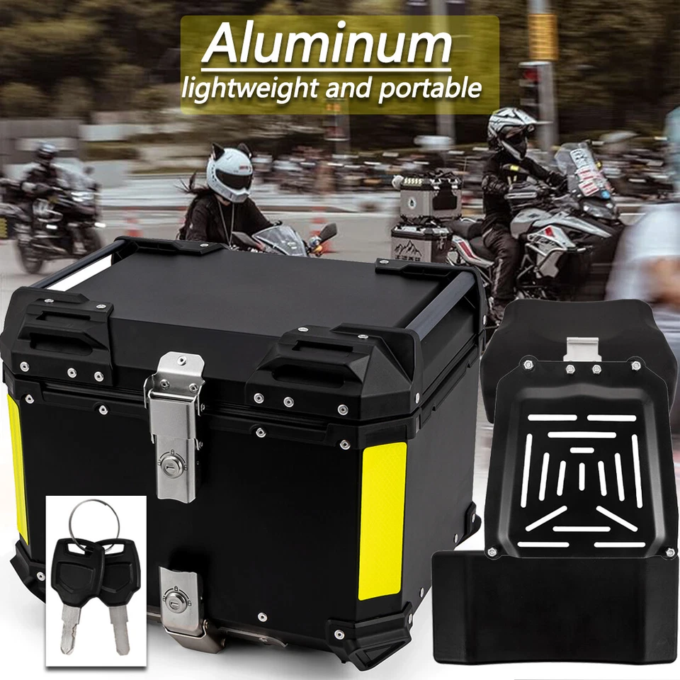 Universal Motorcycle Matted Black Scooters Tail Luggage Top Box Storage Case 45L Foto 1 de 4