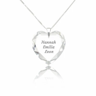 Herzkette 925 Sterling Silber Swarovski Elements Herz Crystal Gravur bis 4 Namen - Bild 1 von 4