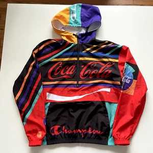 Champion x Coca Cola Windbreaker Jacke Herren Small Bunt Kapuze Coke Popover - Bild 1 von 12