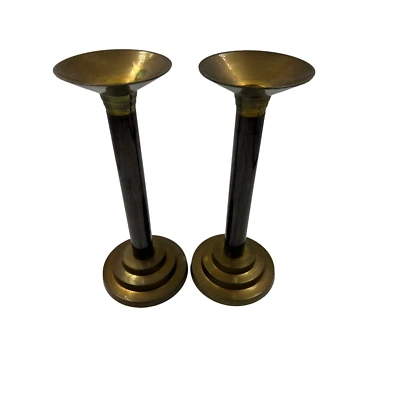 Rosenthal brass set of 2  candlesticks  mid century - Image 1 of 4