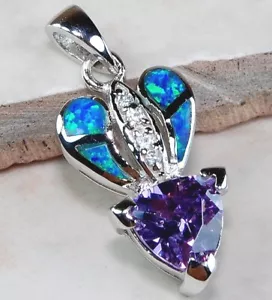 Ciondolo in argento sterling 925 ametista e opale australiano GA5 - Foto 1 di 1