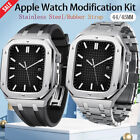 316L Stainless Steel Case + Strap AP Mod Kit fr Apple Watch Series 9 8 7 44/45mm