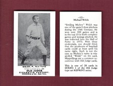 1887-1890 Old Judge N172 REPRINT: Mickey Welch, New York Giants ~ Hall of Fame