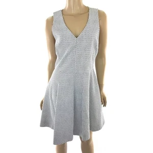 Joie Fit & Flare Dress Size L Norton Chain Print V-Neck Sleeveless Black & White - Picture 1 of 5