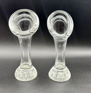 "Configuración de 2 jarrones de brotes soplados a mano vidrio artístico transparente 5,5"""  - Imagen 1 de 12