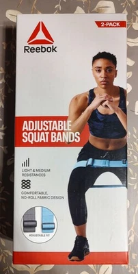 2 Pack Reebok Light & Medium Resistance Adjustable Squat Bands Workout, NEW, NIB - Image 1 of 2