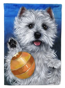 Caroline's Treasures Westie Play Ball Garden Flag PPP3223GF - Picture 1 of 3