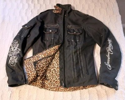 Speed and Strength Motorcycle Jacket Women's Size XS Black/Cheetah Print Accents - Image 1 of 4