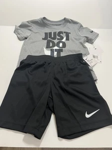 SIZE 6 NIKE AIR TODDLER KIDS T SHIRT (JUST DO IT) AND SHORTS 2 PIECE SET NWT $40 - Picture 1 of 5