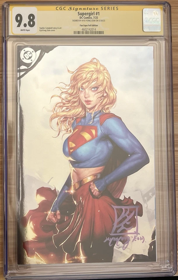 Supergirl 1 CGC 9.8 SS Dallas Foil Virgin Exclusive SIGNED by Kyu Yong EOM - Image 1 of 1