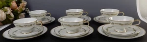 Thomas R Continental Goldcrest Emerald Set of 6 Cups,Saucers,Dessert Plates - Picture 1 of 11