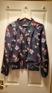 M&S LIMITED EDITION Tropical Floral Bomber Jacket Size 10 UK Navy Blue Mix - Picture 1 of 3