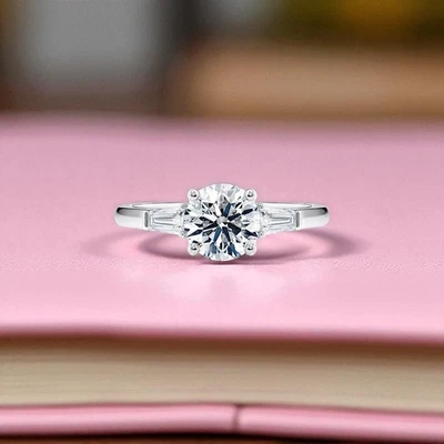 2.50 CT Round Cut IGI GIA Certified Lab Grown Diamond Wedding Ring 950 Platinum - Image 1 of 4