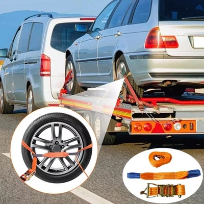 4x Spanngurte Autotransport Zurrgurt Radsicherung PKW KFZ Trailer Anhänger Gurt - Bild 1 von 4