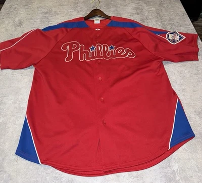 Camiseta de béisbol roja de 2 piezas Majestic Philadelphia Phillies Chase Utley MLB para hombre XL Foto 1 de 4