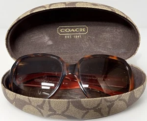 Occhiali da sole Coach 5085/13 arancione tartaruga HC 8043 L037 BRIDGET con custodia marrone - Foto 1 di 15