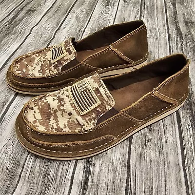 EXCELLENT Women 6.5B Ariat Cruiser Patriot Slip On Leather Camo USA America Flag - Image 1 of 4