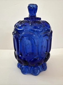 LE SMITH Moon & Stars TALL Candy Dish Lidded COBALT BLUE 8 inch tall - Picture 1 of 6