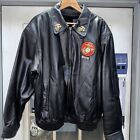 Vintage Marine Corps Oscar Piel Leather Jacket Sz XXXL Black USMC