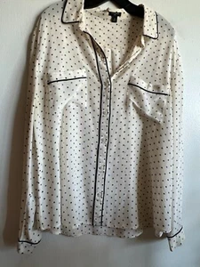 Ann Taylor 100% Silk Blouse Polka Dot (PRE-LOVED) Size XL - Picture 1 of 3