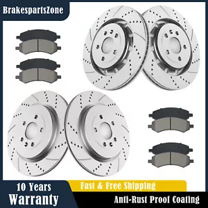Front Rear Brake Rotors Pads fit for Ford Explorer Flex Taurus Drilled Slotted - Picture 1 of 7