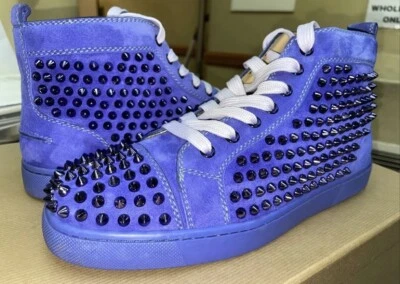 Christian Louboutin Louis 紫色麂皮绒钉平底鞋 40/7 码男式运动鞋 — 第 1/4 张图片