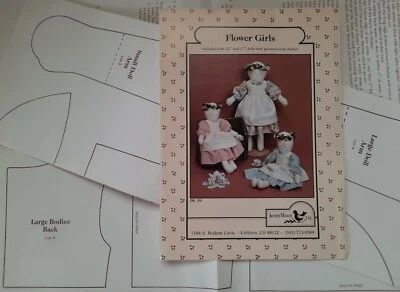 17" & 22" Flower Girl Dolls stuffed Toy w dress Jenny Wren Sewing Pattern JW-39 - Image 1 of 3