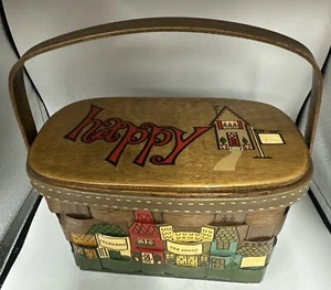 Cesto/borsa vintage anni '60 Caro-Nan arte popolare dipinto a mano "LA MODA". - Foto 1 di 16