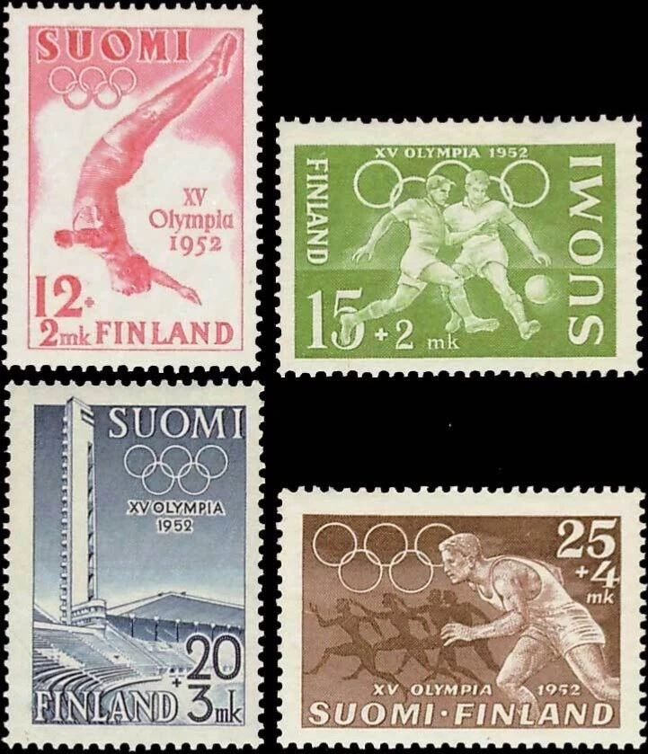 Finland #Mi399-Mi402 MNH 1952 Helsinki Diving Soccer Runner Stadium [B110-B113] - Image 1 of 1