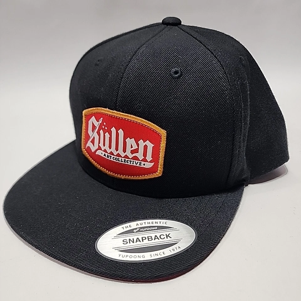 New Sullen Art Collective Hat Snapback Cap Men Red and Vlack Skull With Stickers - Image 1 of 4