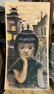 PETER? TASSONE SIGNIERTES GEMÄLDE GROSSÄUGIGES KIND - Bild 1 von 13