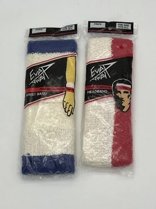 Juego de pulsera y diadema vintage de tela de felpa EvapAway rojo blanco azul 3 piezas - Imagen 1 de 2