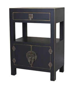Nightstand Chinese Wedding Cabinet Black Bedside Table Night Console New - Picture 1 of 5