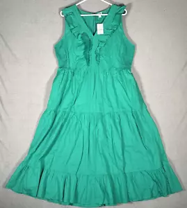 Abito J Crew donna taglia 16 Kelly verde a strati vestito midi volant prezzo al pubblico consigliato $128 - Foto 1 di 13