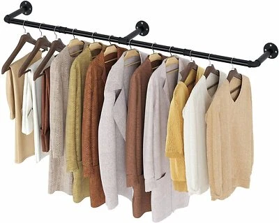 UNHO Heavy Duty Hanging Clothes Rack Wall Mounted Hanging Rod Detachable Load 66 lbs