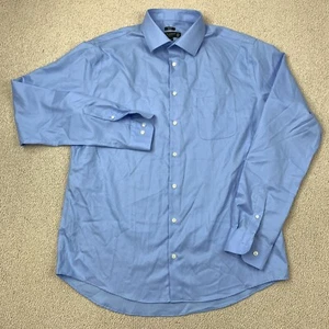 Pronto Uomo Non-Iron Slim Fit Dress Shirt Men's Size 17.5 Tall Blue Long Sleeve - Picture 1 of 7