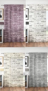 Voile Panel Paris Script Design Slot Panel superior Elección de colores y tamaños - Imagen 1 de 5
