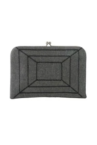 POCHETTE FENDI VINTAGE BORSA A MANO CON TRACOLLA FENDI GRIGIA - Foto 1 di 7
