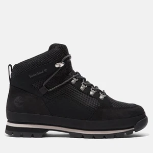 Timberland Euro Hiker Boots Mid Women’s 9.5 Black Nubuck Outdoor Waterproof - Picture 1 of 7