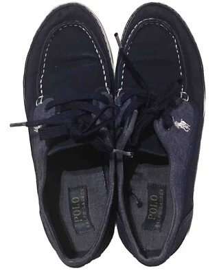 Polo Ralph Lauren Talla 6 Azul Marino Lona Barco Zapatos Tenis Juveniles. Foto 1 de 3
