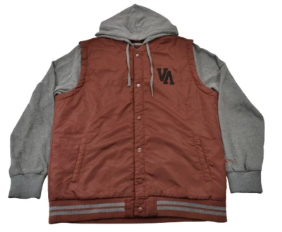 RVCA Nature x Industry Burnt Orange Gray Puffer Layered (D) Mens Hoodie - Image 1 of 3