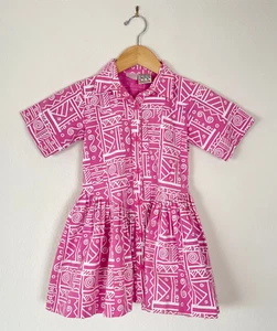 Vintage 80er Mädchen Kleid Rainbow Creek SURF STYLE Abstrakt Geometrisch Rosa Gr. 5T ? - Bild 1 von 14