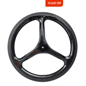 1 PC Folding Bike 16 Inch 349 3 Spoke Carbon Front Wheel Ceramic Bearing Hub - Picture 1 of 14