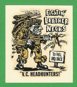 VINTAGE ORIGINAL 1966 ED ROTH "FIGHTIN' LEATHER NECKS" U.S. MARINES AUFKLEBER KUNST - Bild 1 von 2