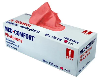 Ampri Med-Comfort PE-Einwegschürze light Rot 100 Stück Einmalschürze Schürze
