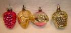 4 Antique Mercury Glass Tree Ornaments Grapes Basket Leaf Indent
