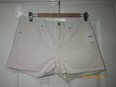BNWT GAP 1969 TWO TONE PALE PINK/YELLOW STRETCH SLIM SHORTS SZ 27 MID RISE FIT - Image 1 of 3