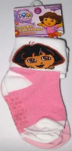 NEW! DORA THE EXPLORER BABY SOCKS 2 PK Pink Hands Fold Over 12-18 mos - Picture 1 of 1